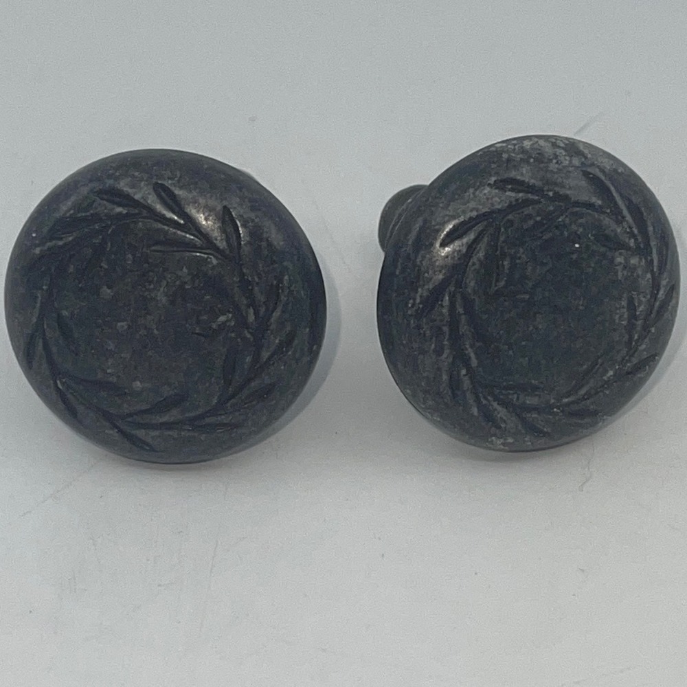 Amerock 1581-1 Laurel Wreath Cabinet Knobs Weathered Black Metal Pair Screws
